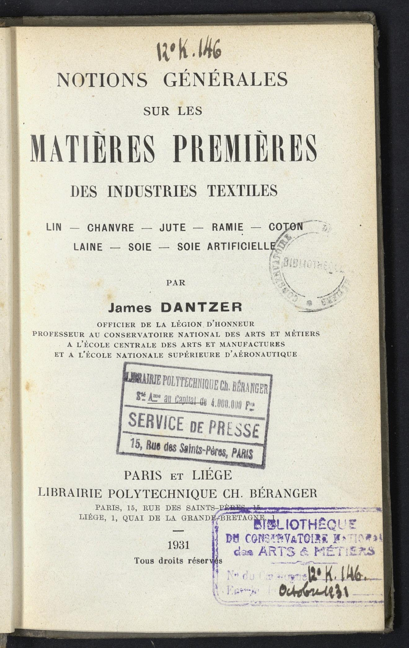 Page de titre du 12K146