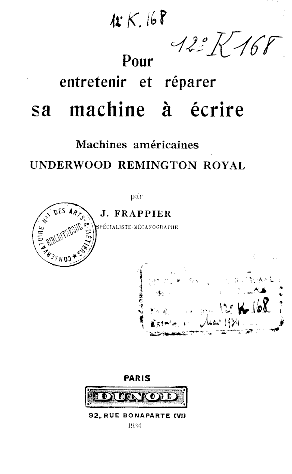 Page de titre du 12K168