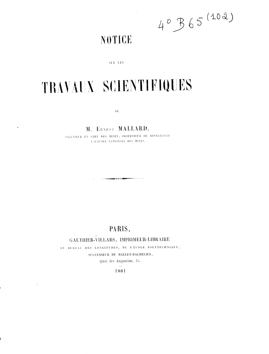 Page de titre du 4B65.102