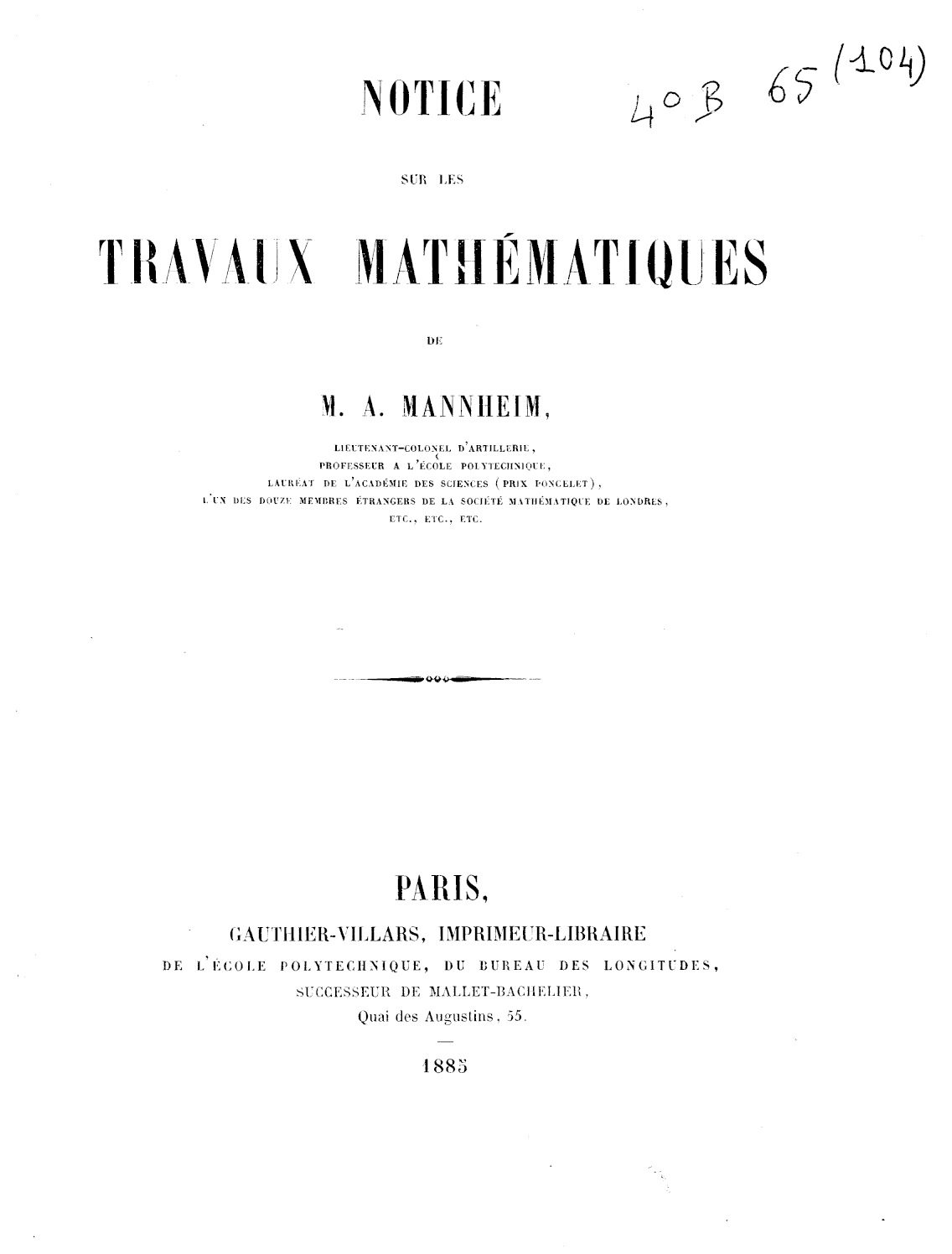 Page de titre du 4B65.104