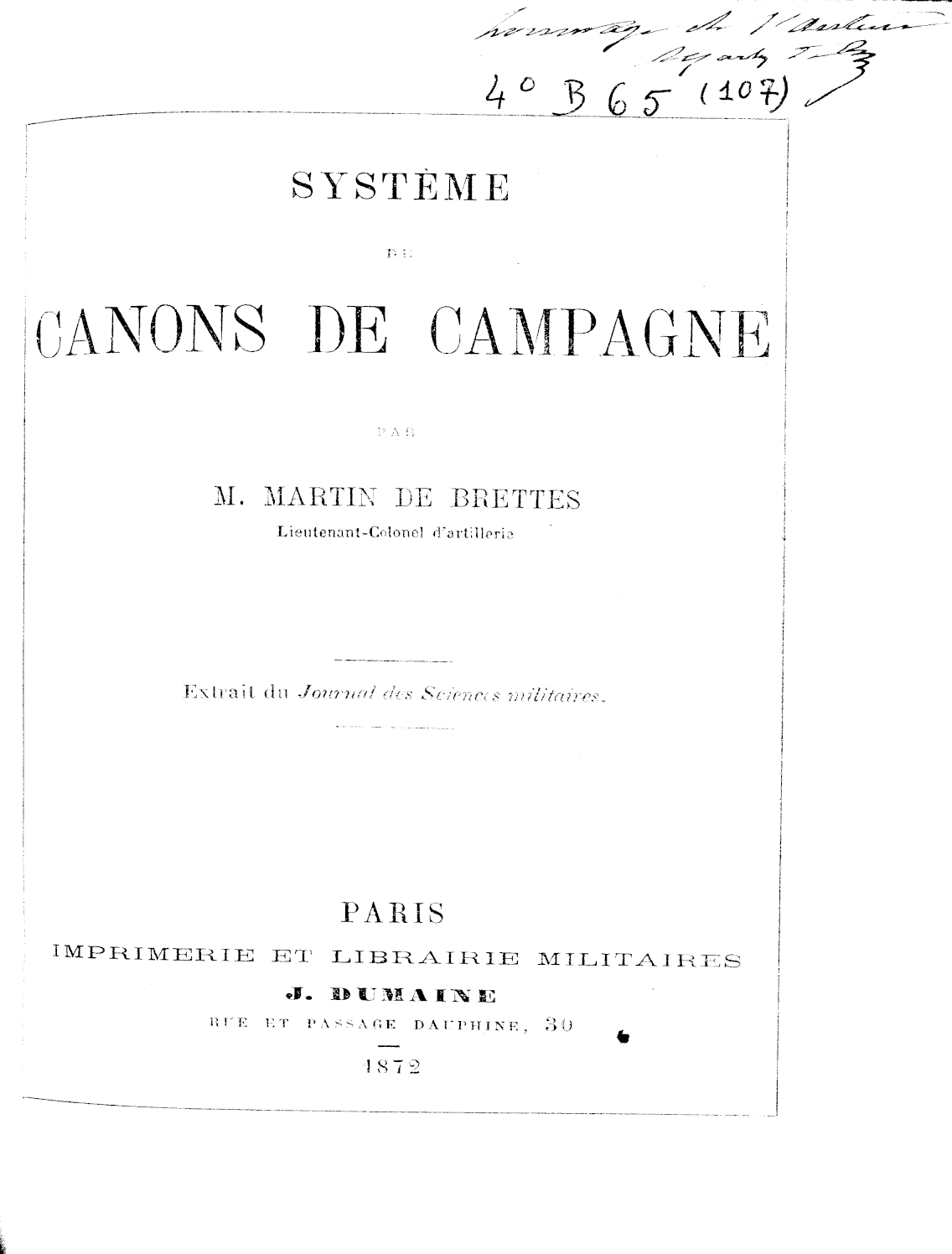 Page de titre du 4B65.107