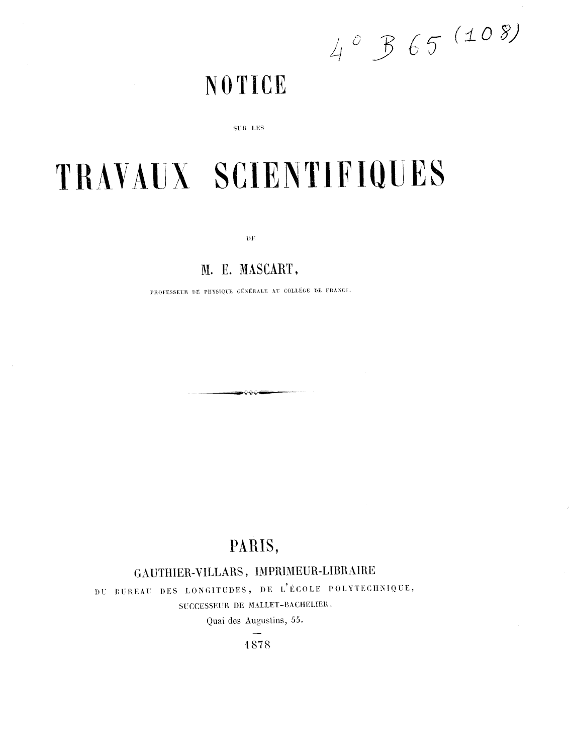 Page de titre du 4B65.108