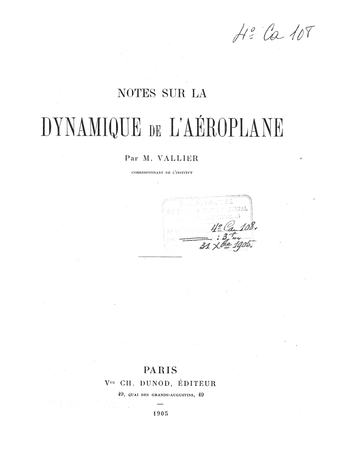 Page de titre du 4CA108