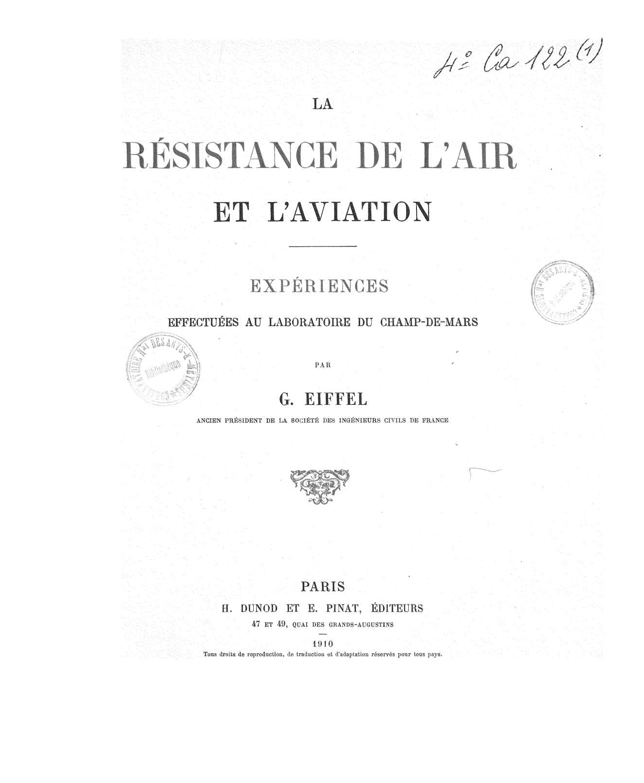 Page de titre du 4CA122.1