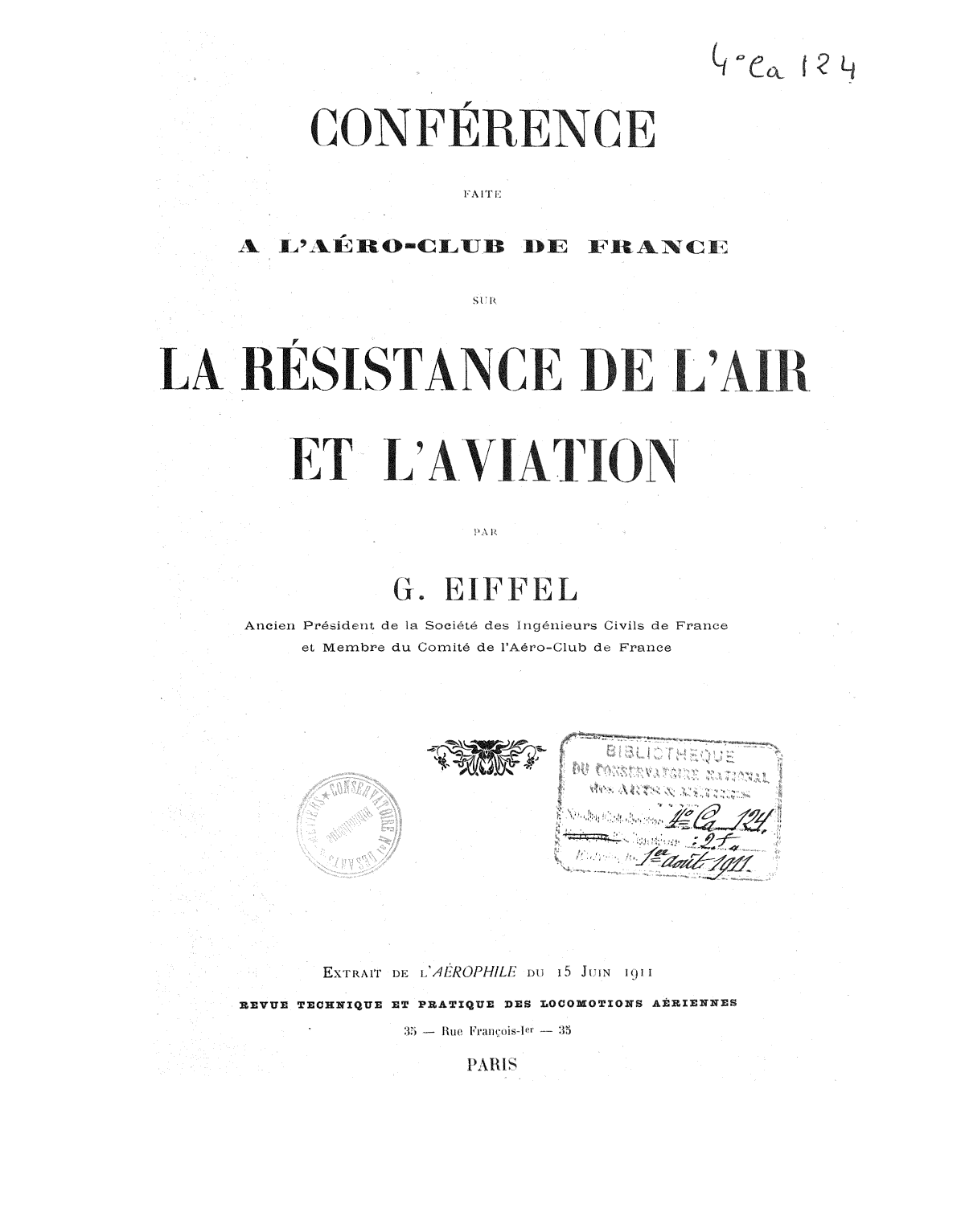 Page de titre du 4CA124