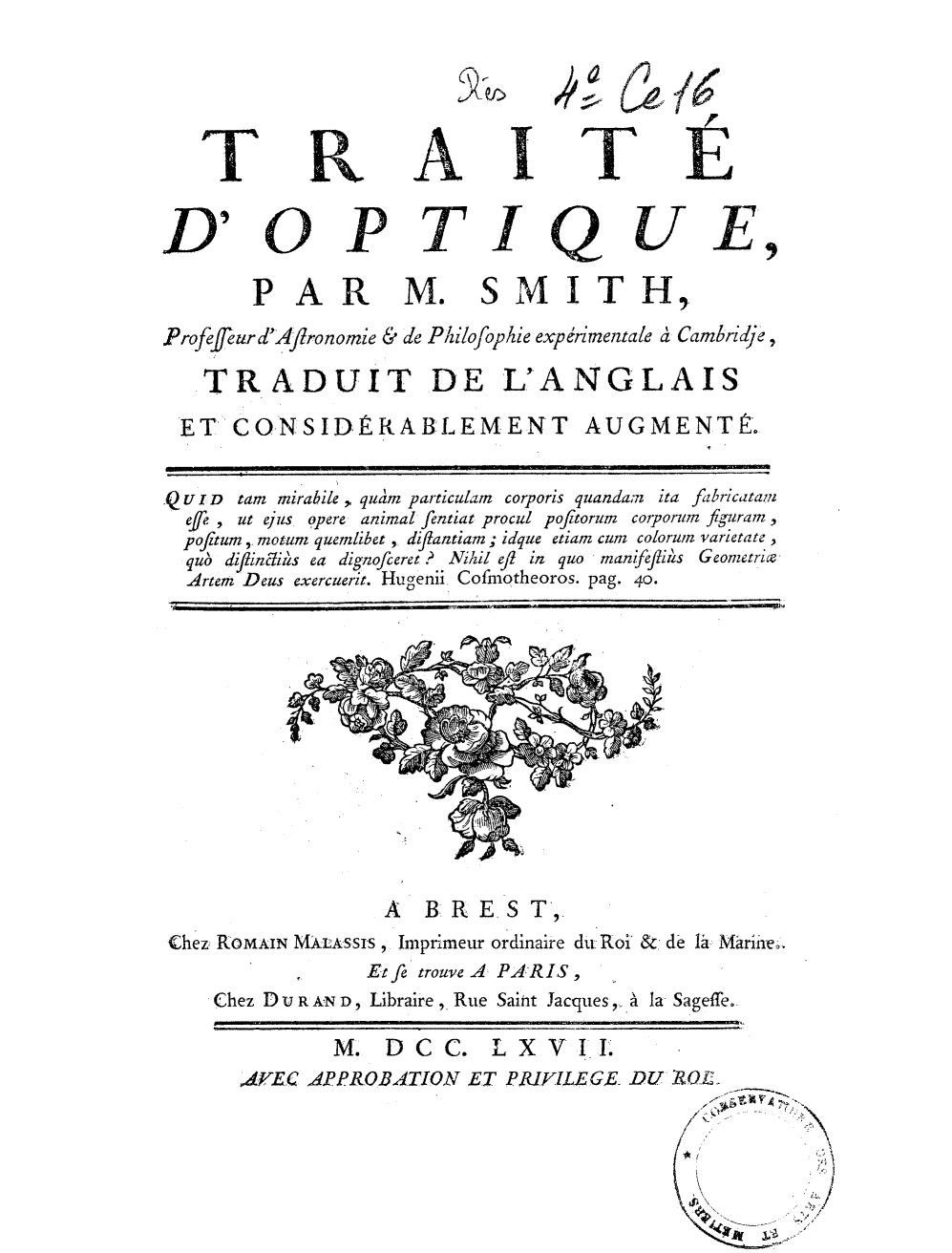 Page de titre du 4CE16