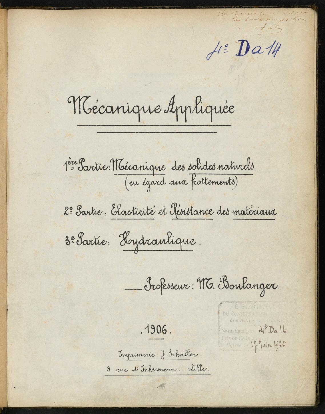 Page de titre du 4DA14