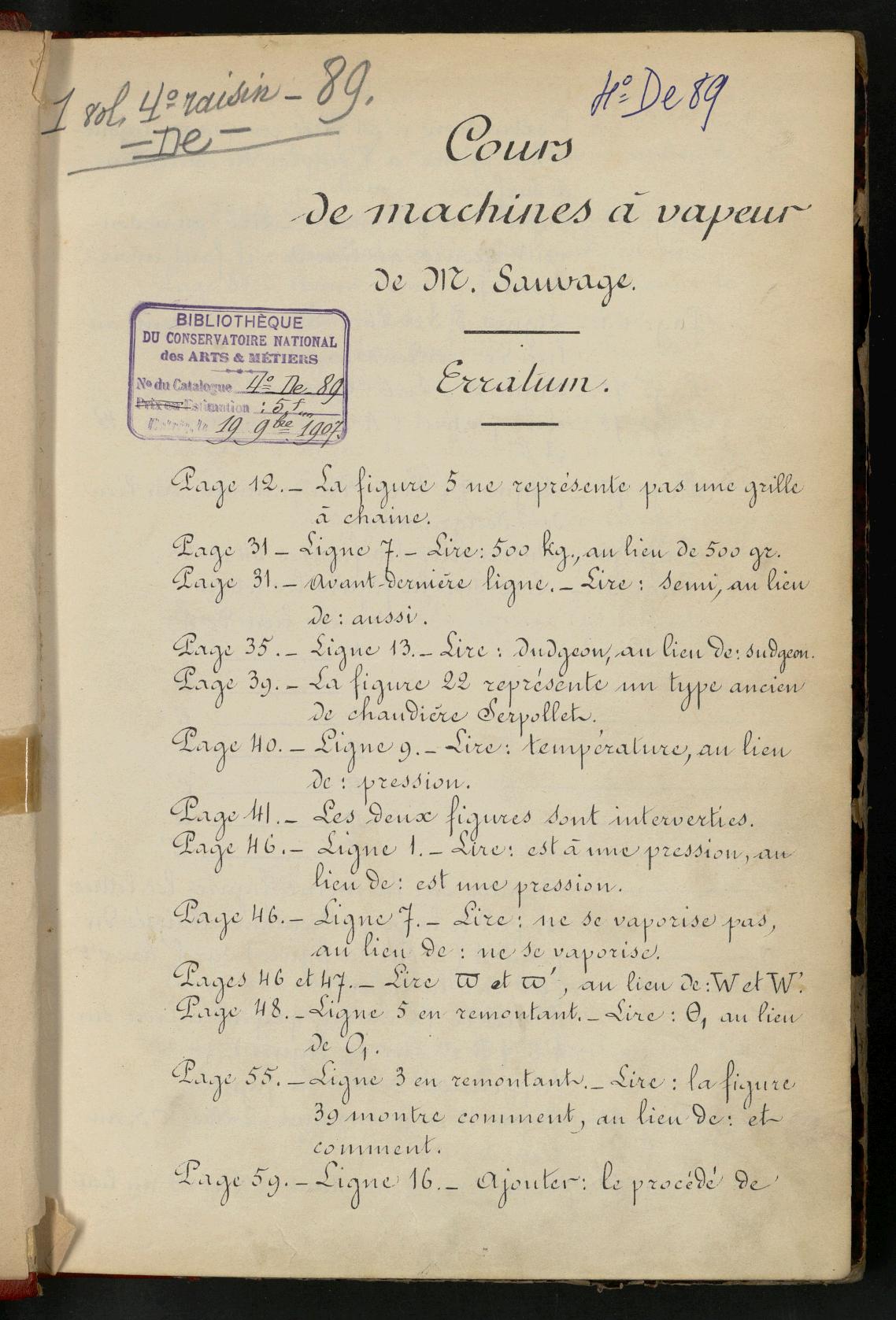 Page de titre du 4DE89