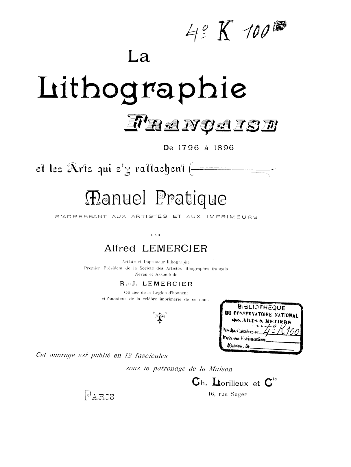 Page de titre du 4K100