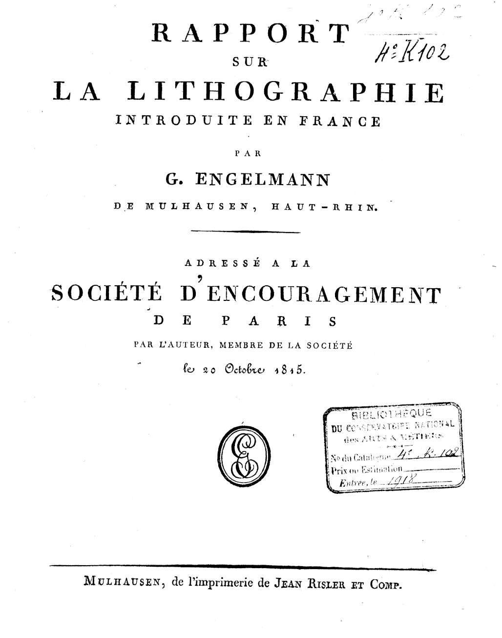 Page de titre du 4K102