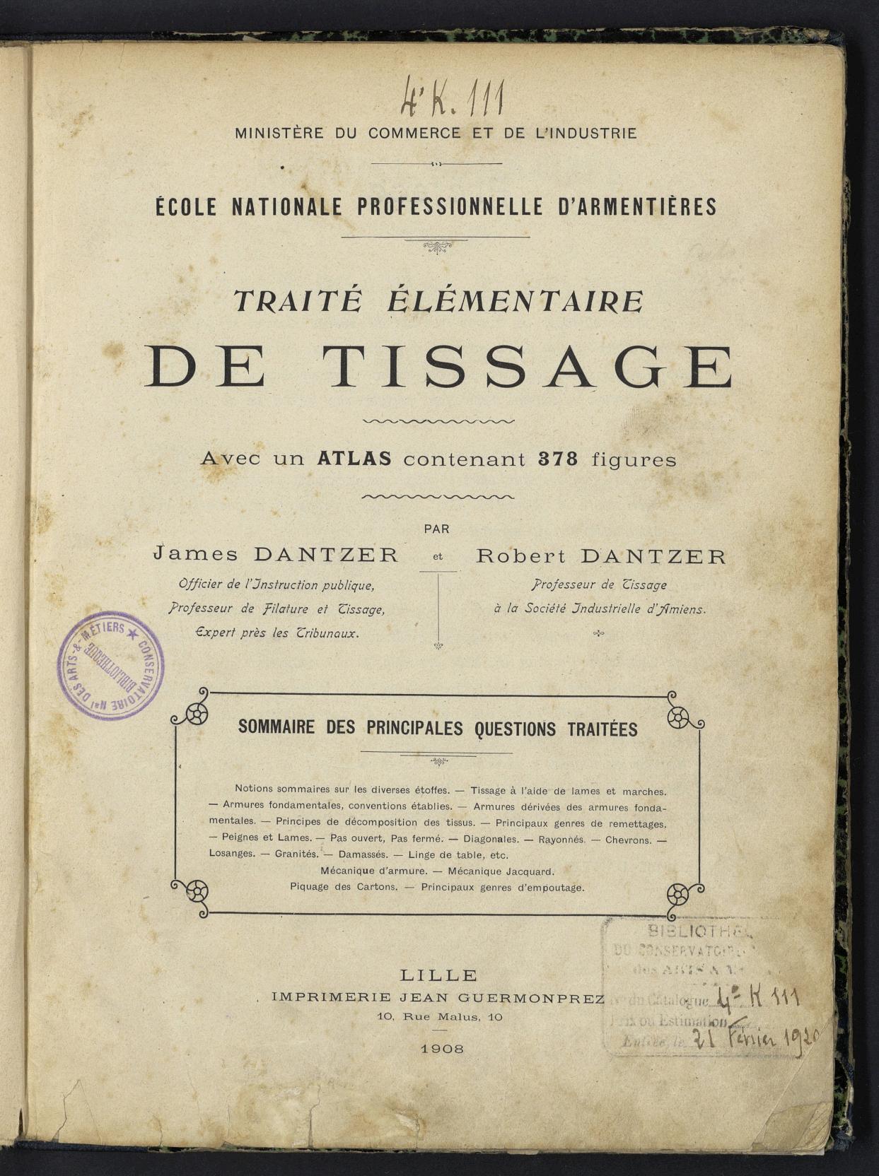 Page de titre du 4K111