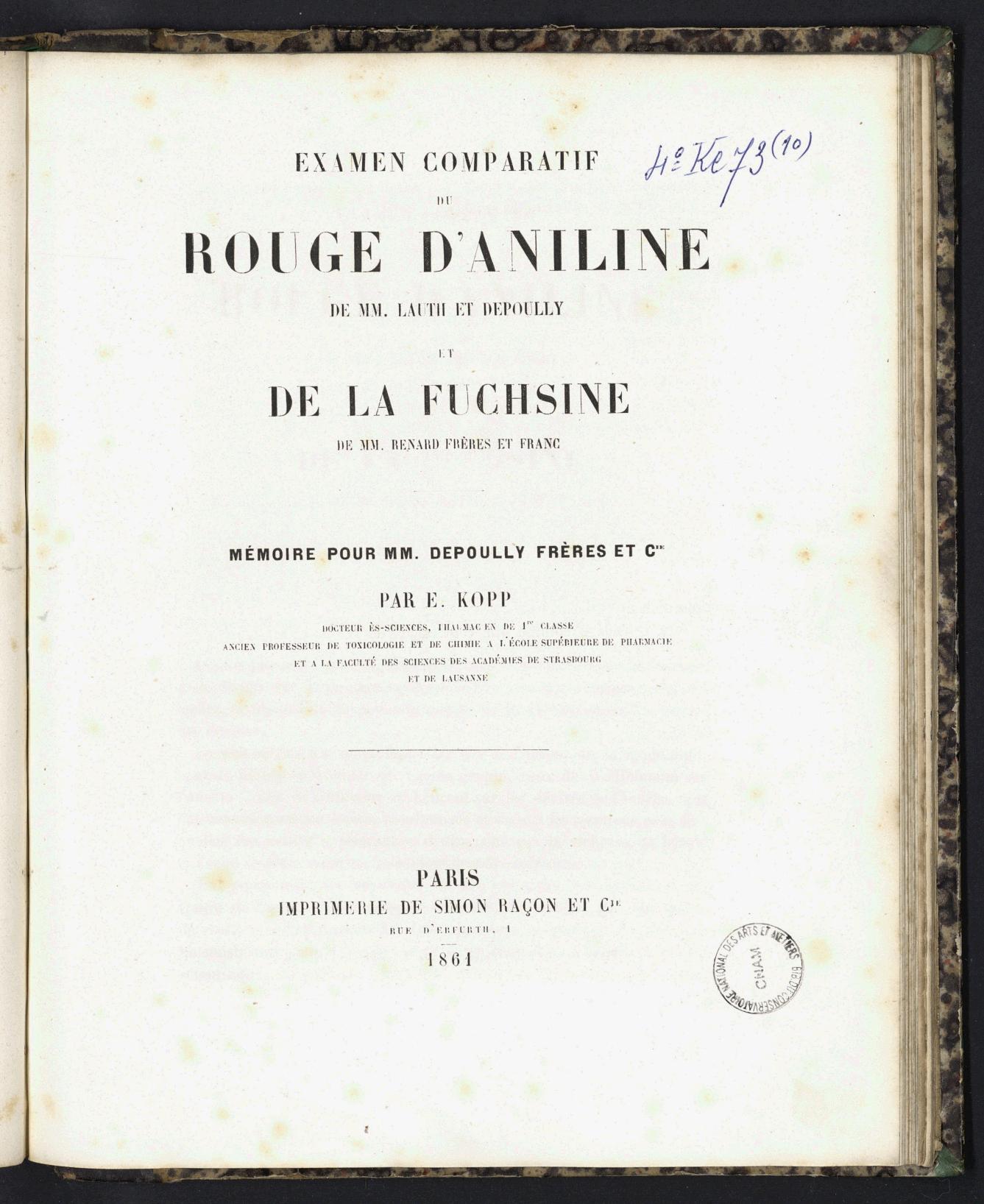 Page de titre du 4KE73.10