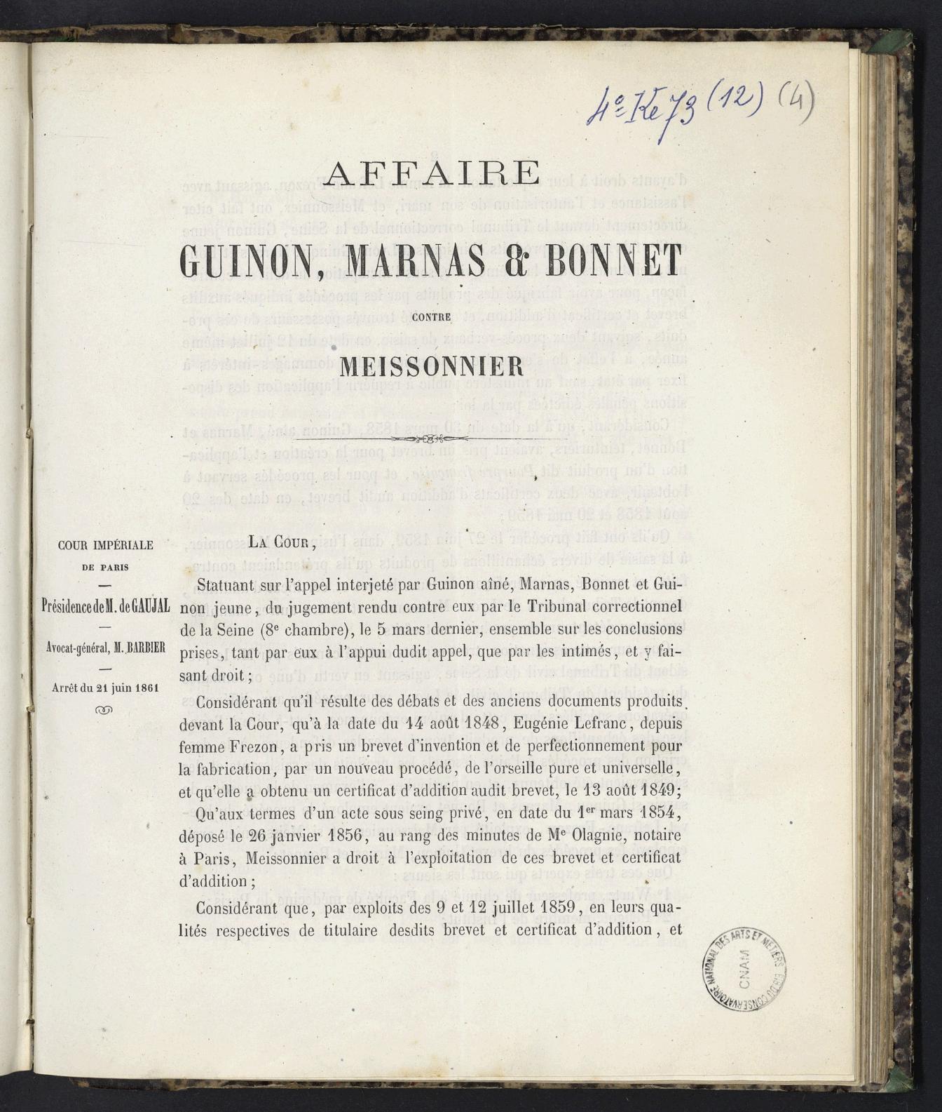 Page de titre du 4KE73.12.4