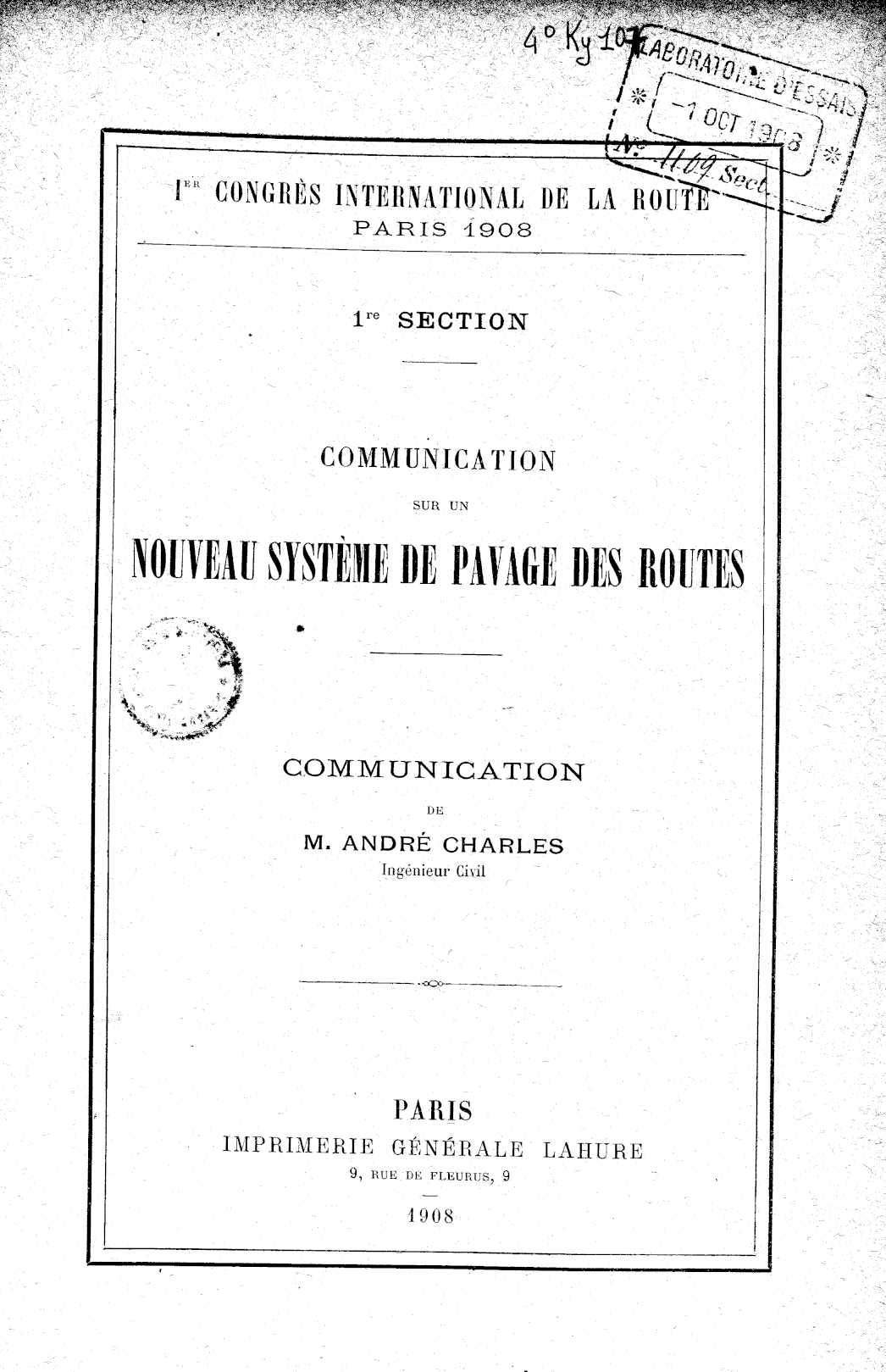 Page de titre du 4KY107BIS