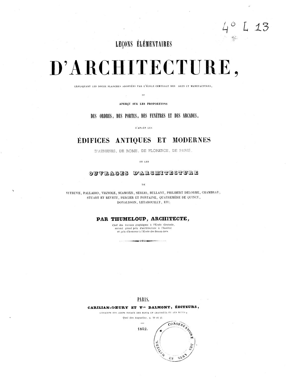 Page de titre du 4L13