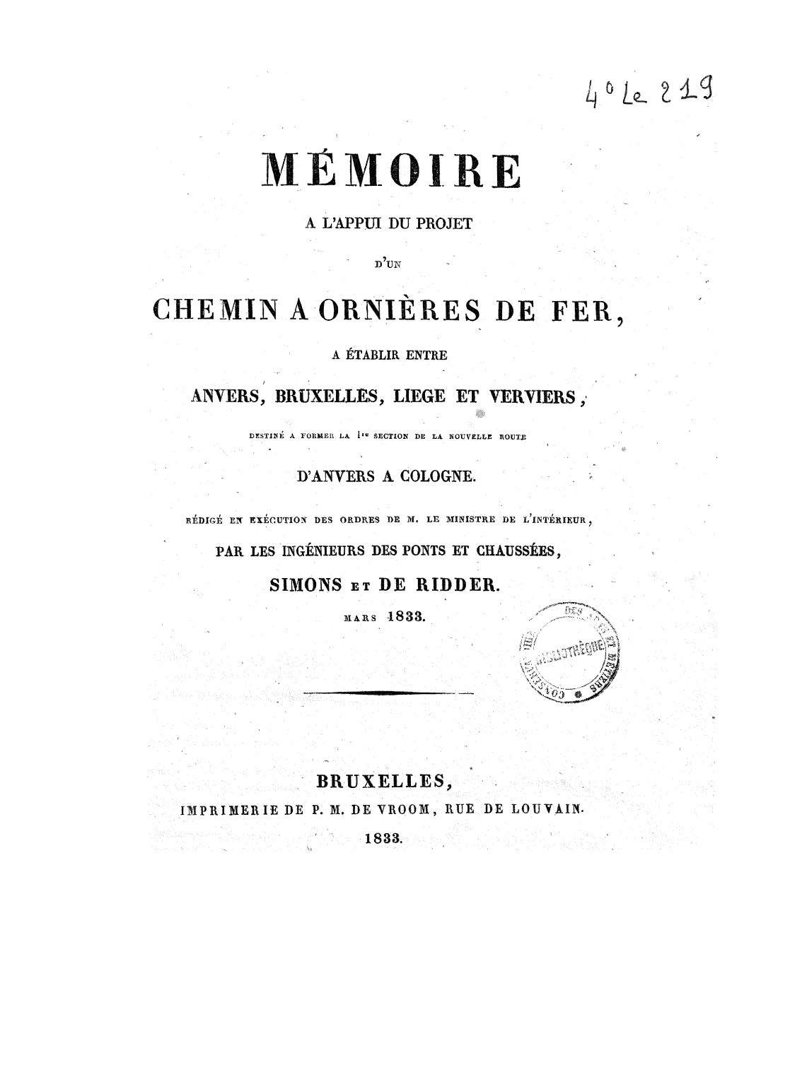 Page de titre du 4LE219