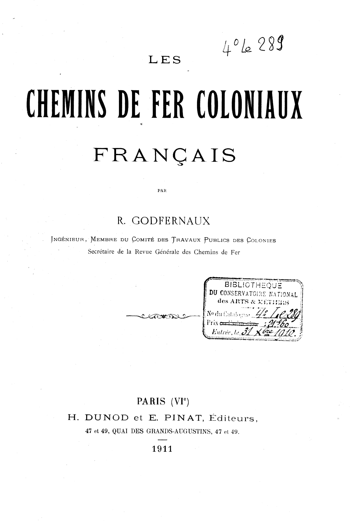 Page de titre du 4LE289