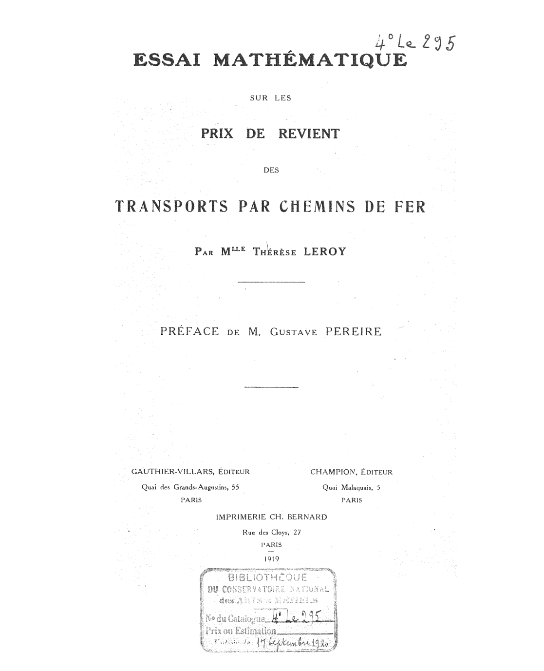 Page de titre du 4LE295