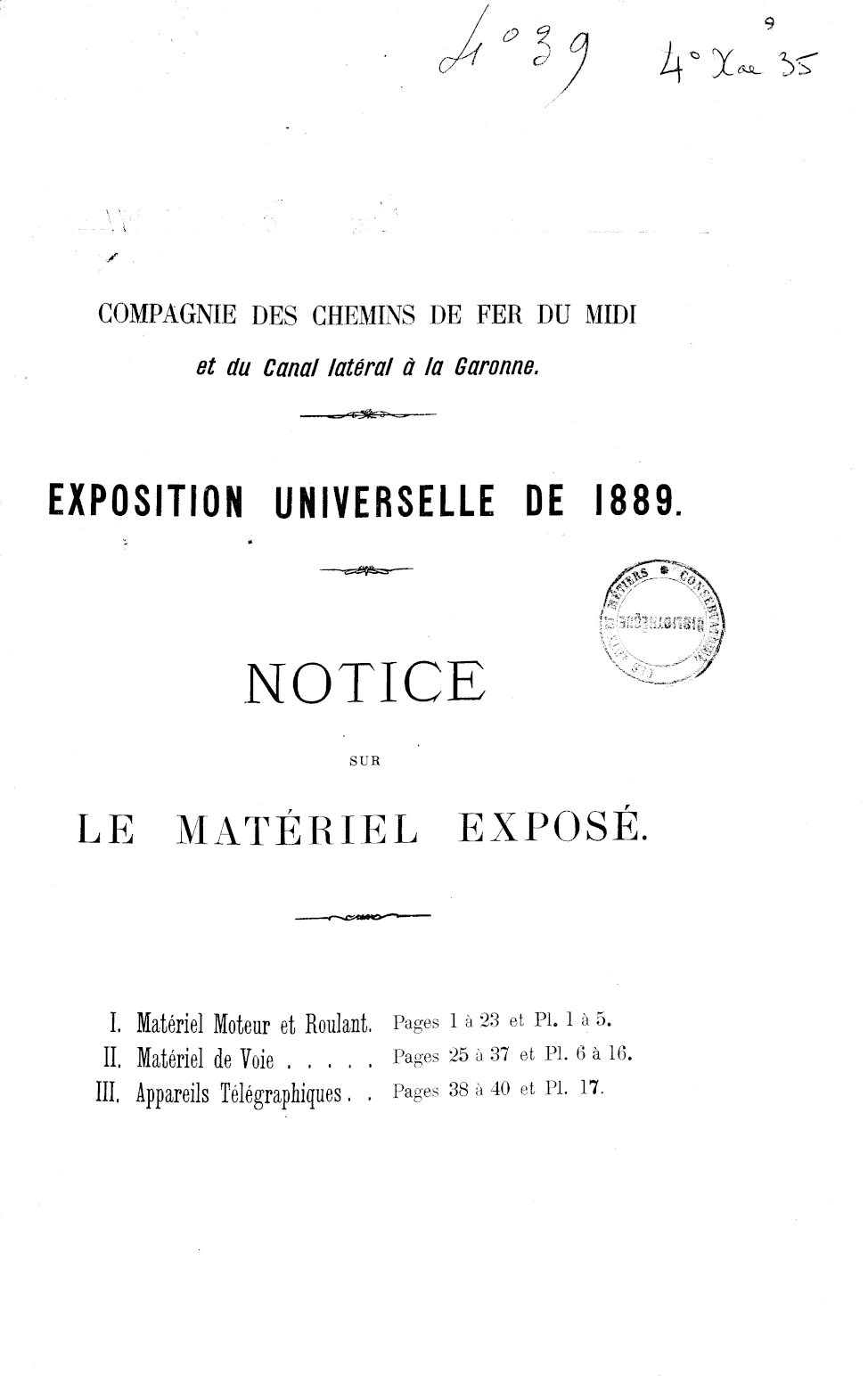 Page de titre du 4XAE35