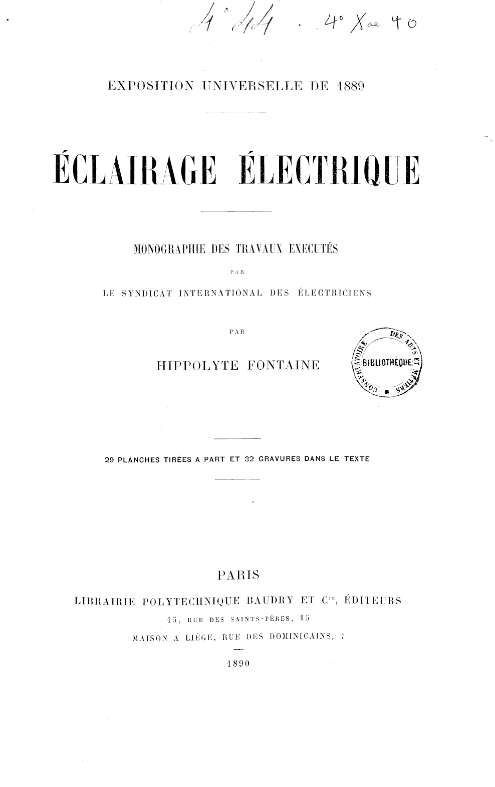 Page de titre du 4XAE40