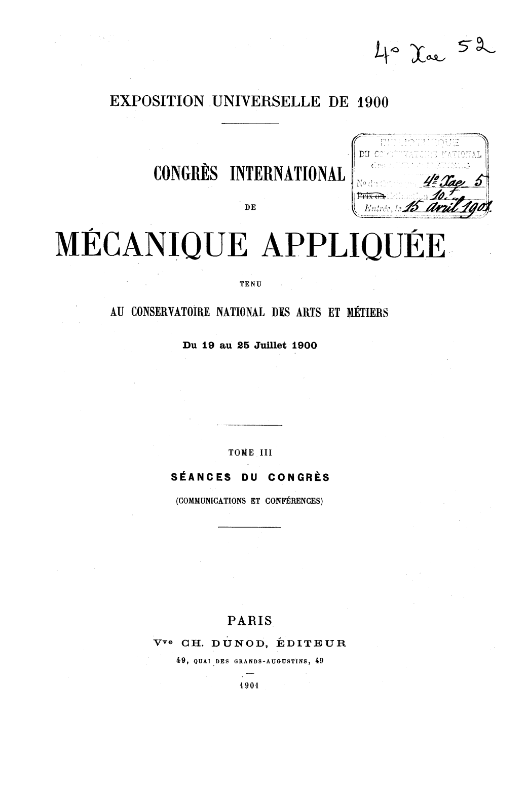 Page de titre du 4XAE52-3