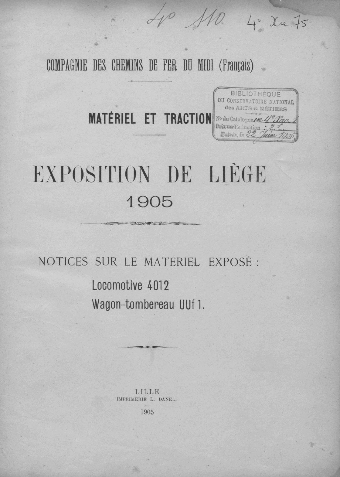 Page de titre du 4XAE75