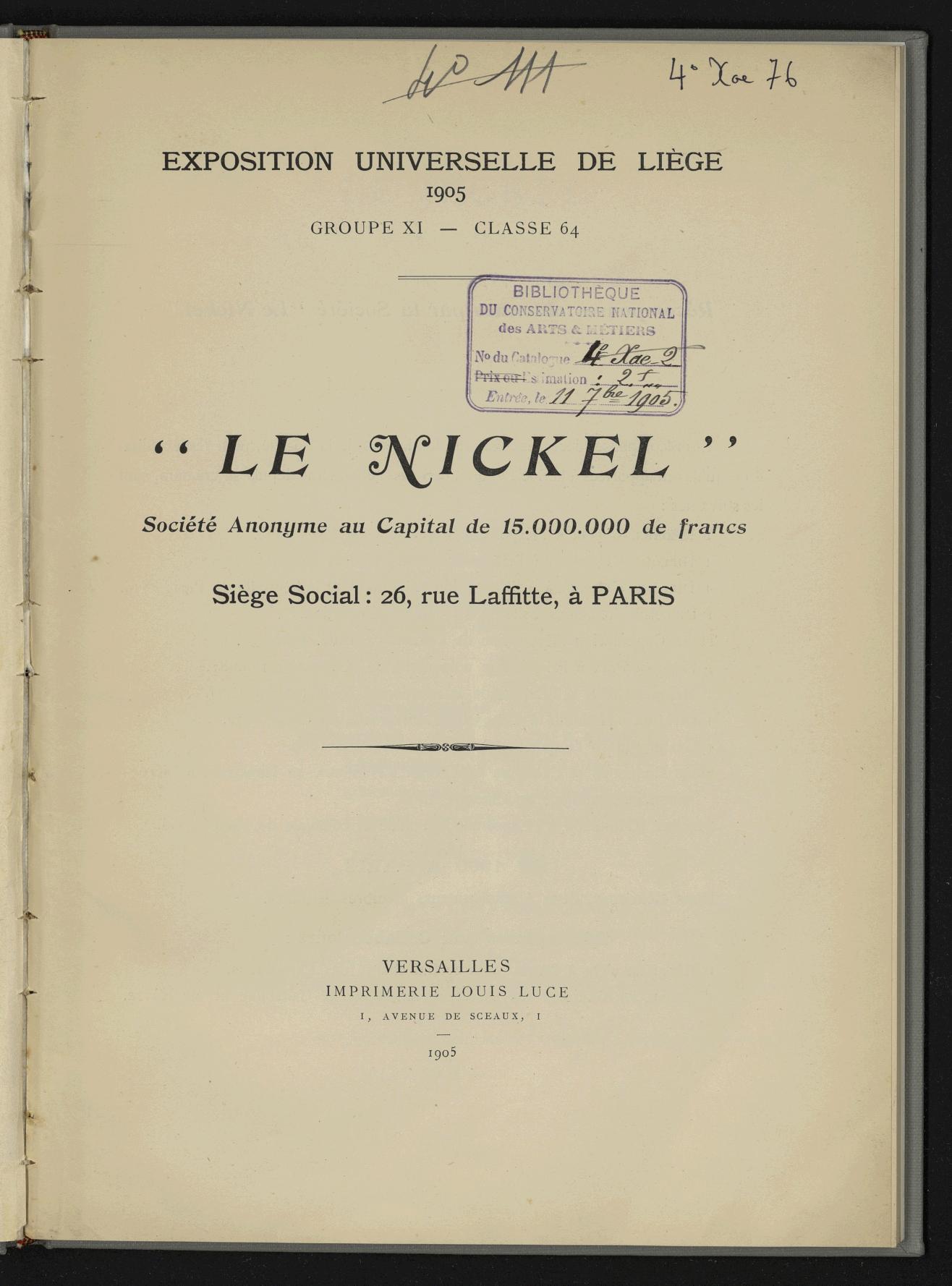 Page de titre du 4XAE76