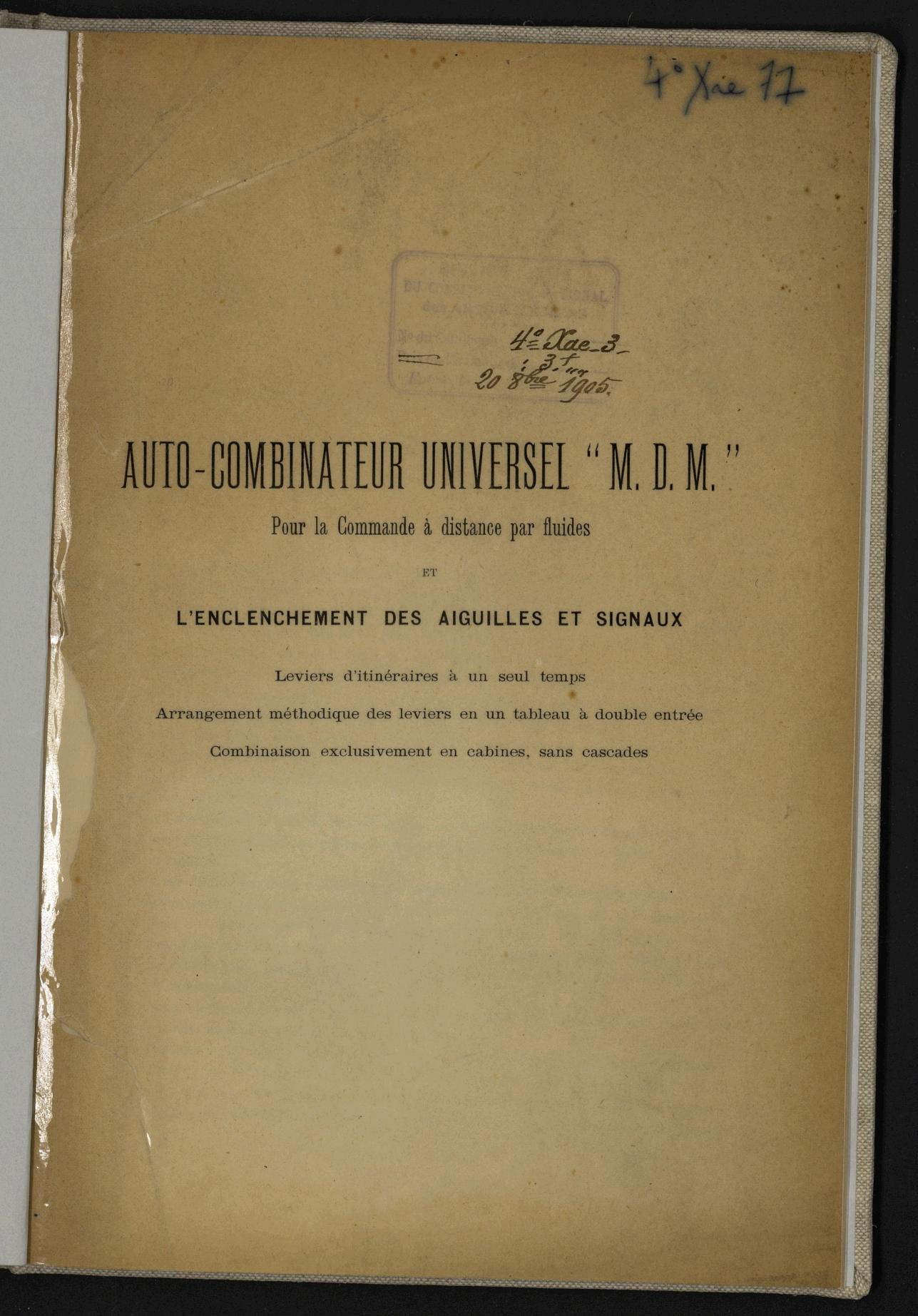 Page de titre du 4XAE77