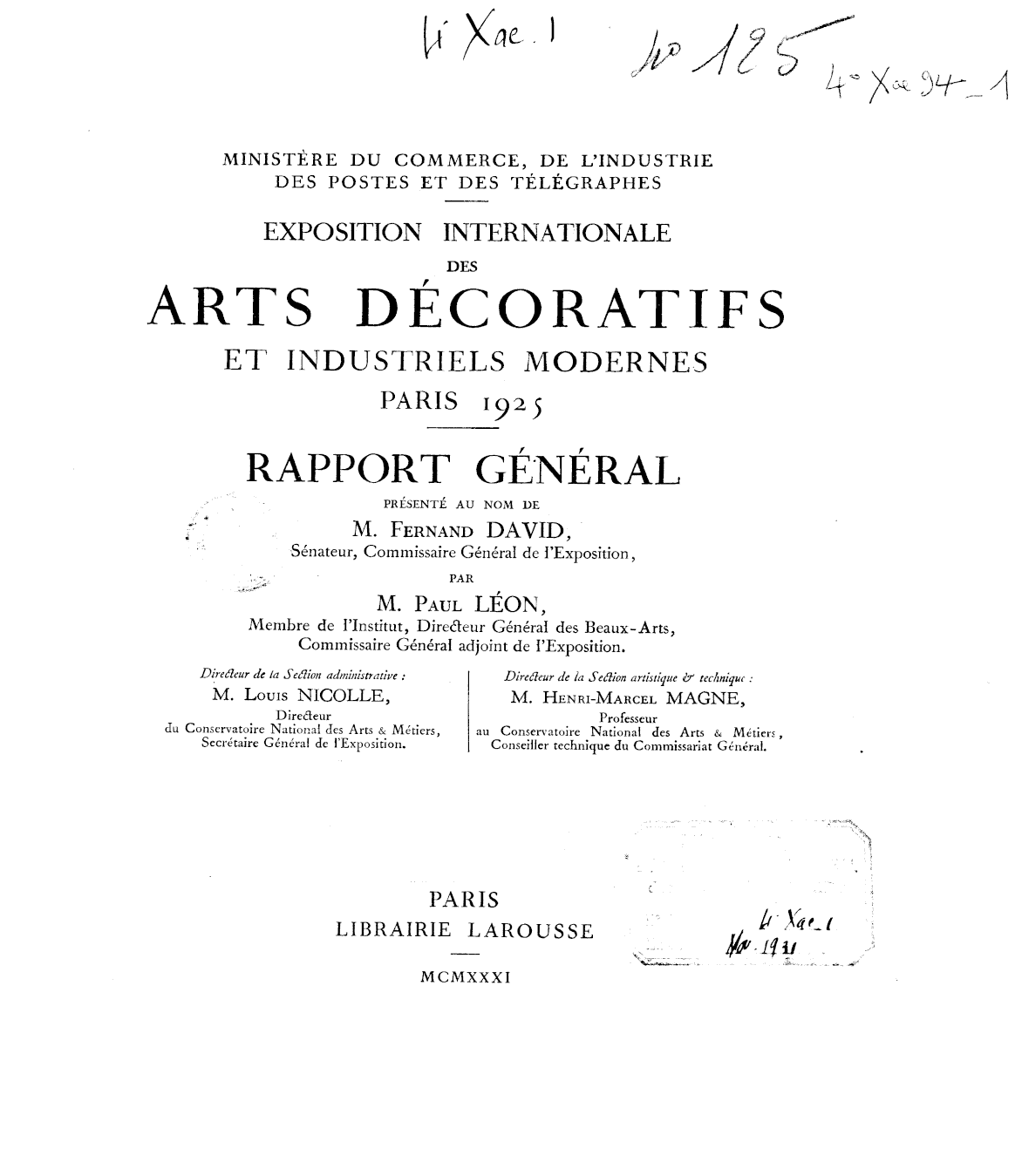 Page de titre du 4XAE94.1