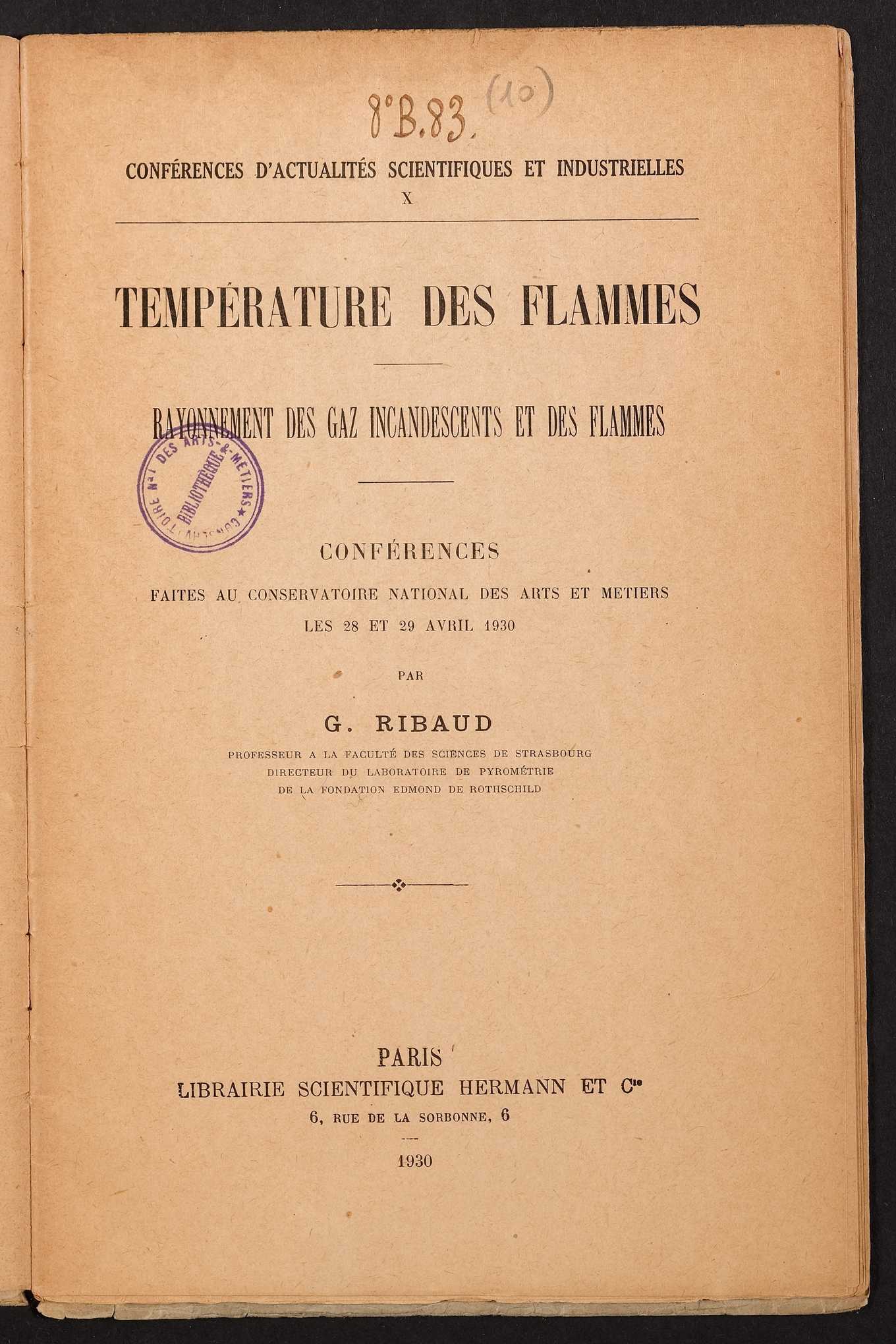Page de titre du 8B83.10