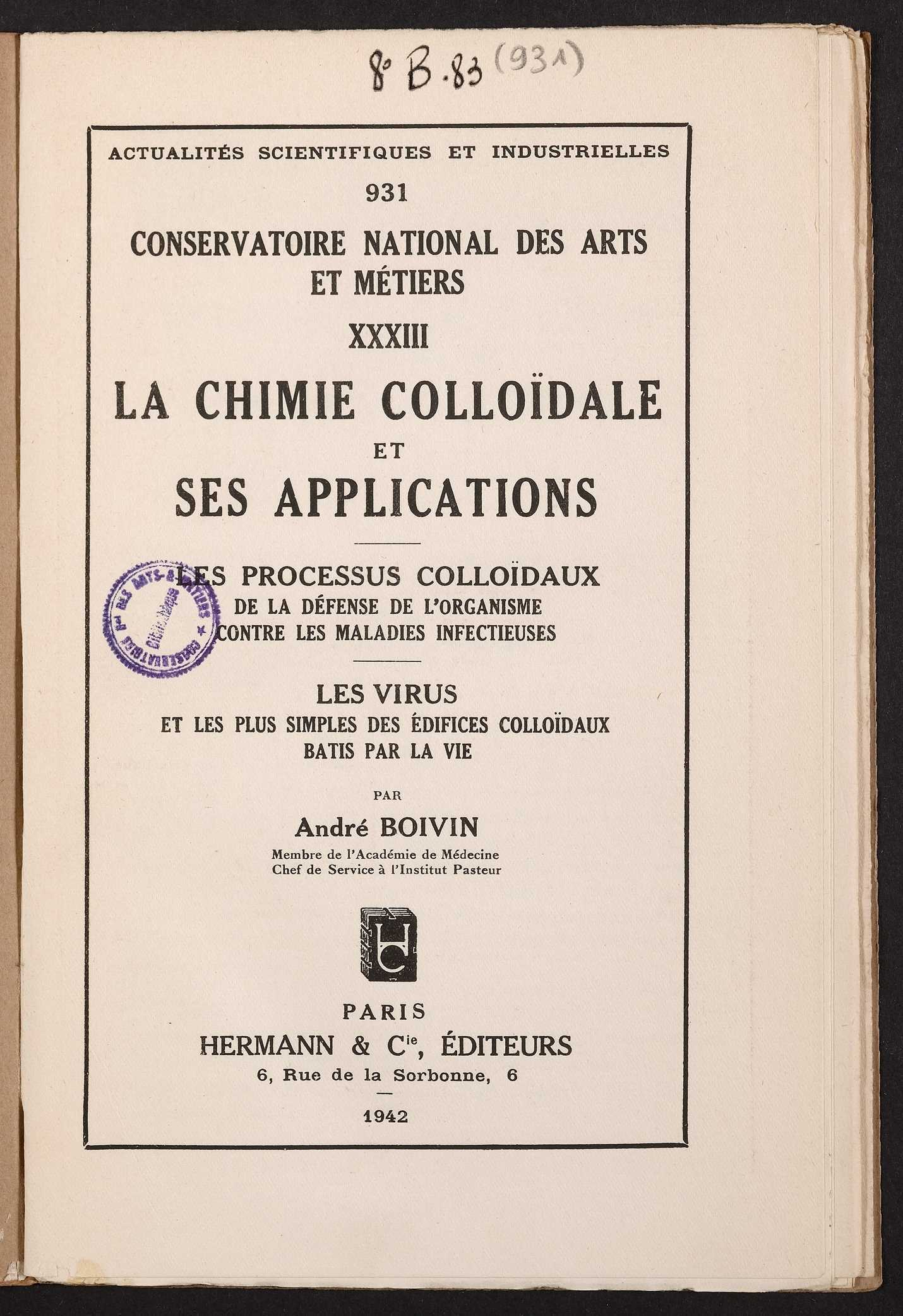 Page de titre du 8B83.931