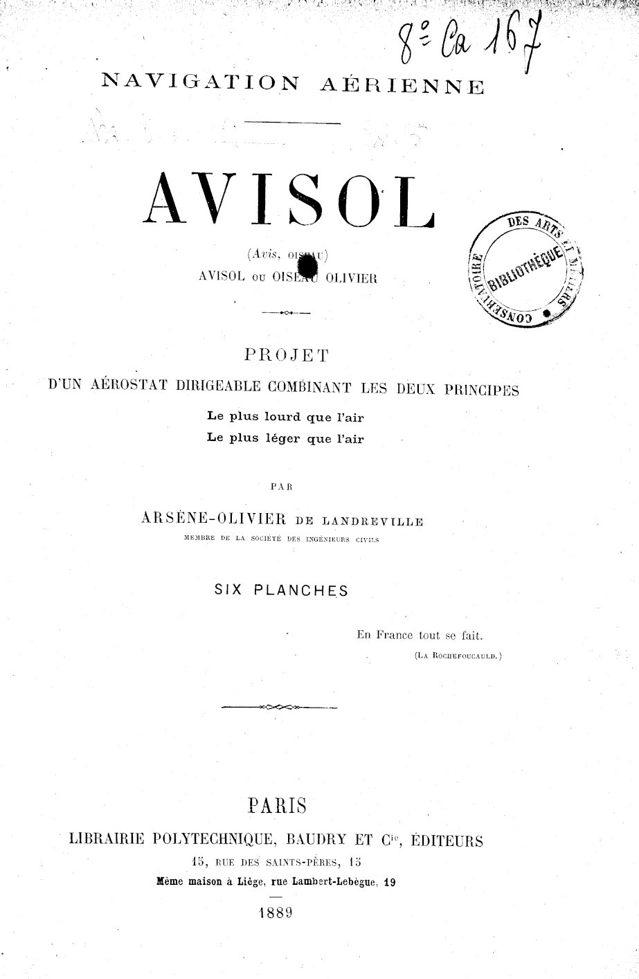 Page de titre du 8CA167