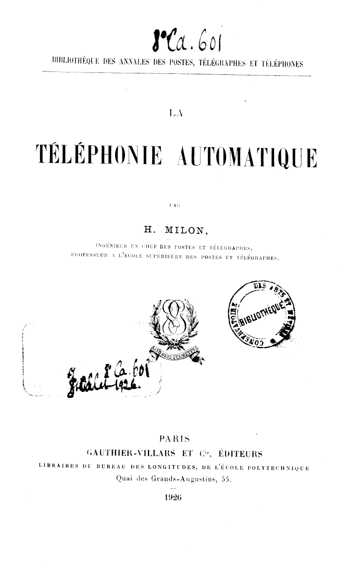 Page de titre du 8CA601