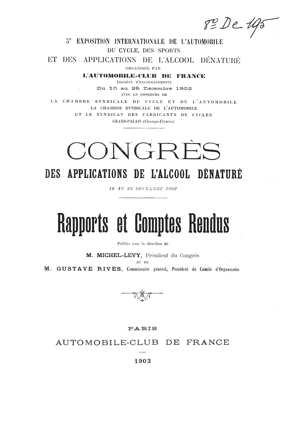 Page de titre du 8DE195