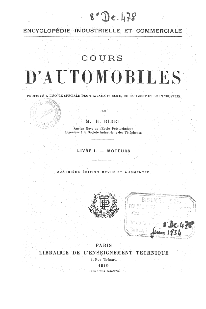 Page de titre du 8DE478