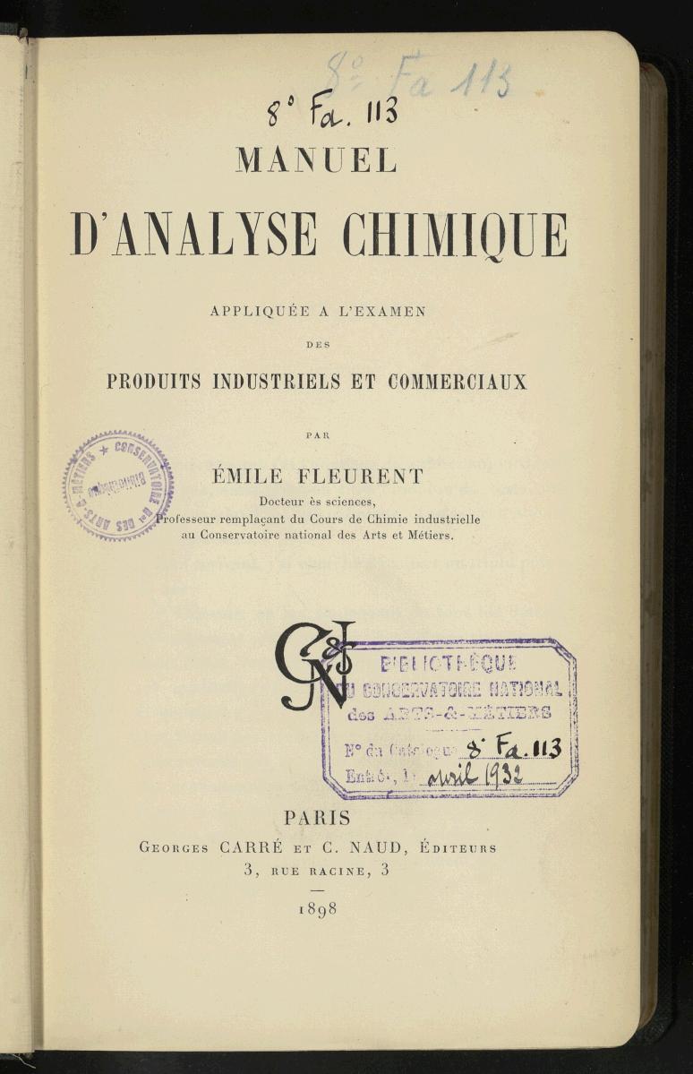 Page de titre du 8FA113