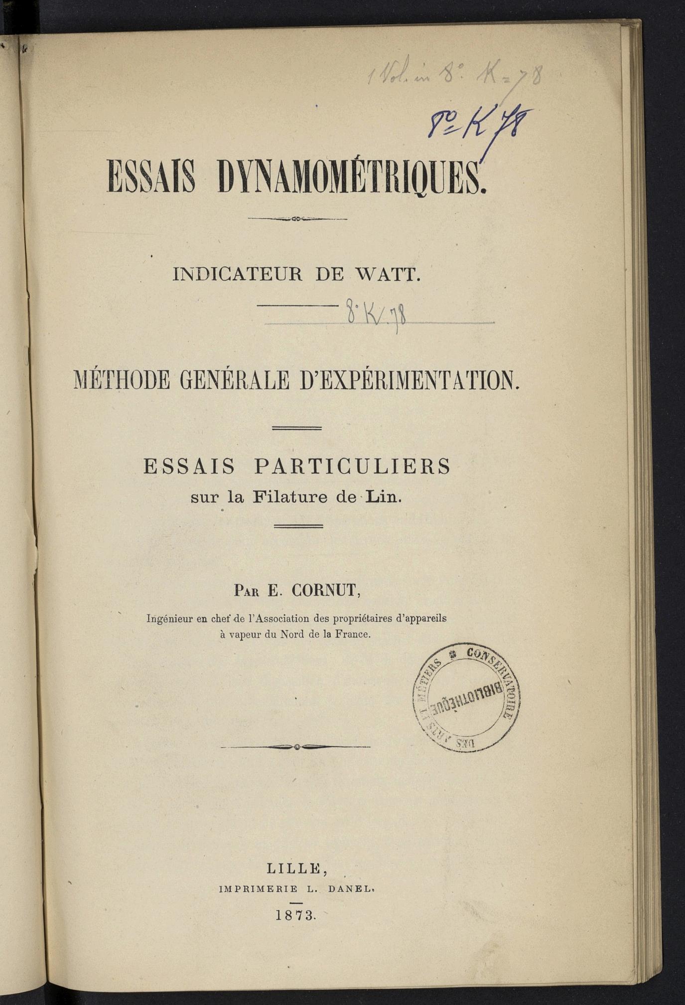 Page de titre du 8K78RES