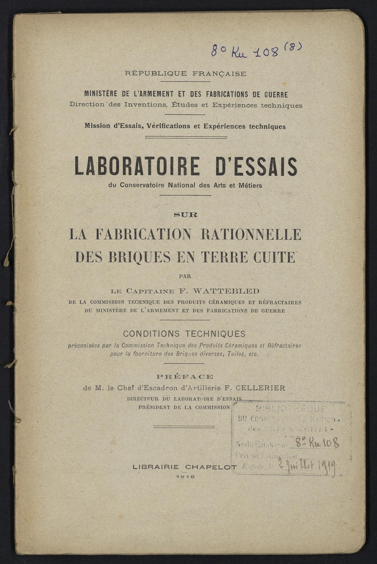 Page de titre du 8KU108.8