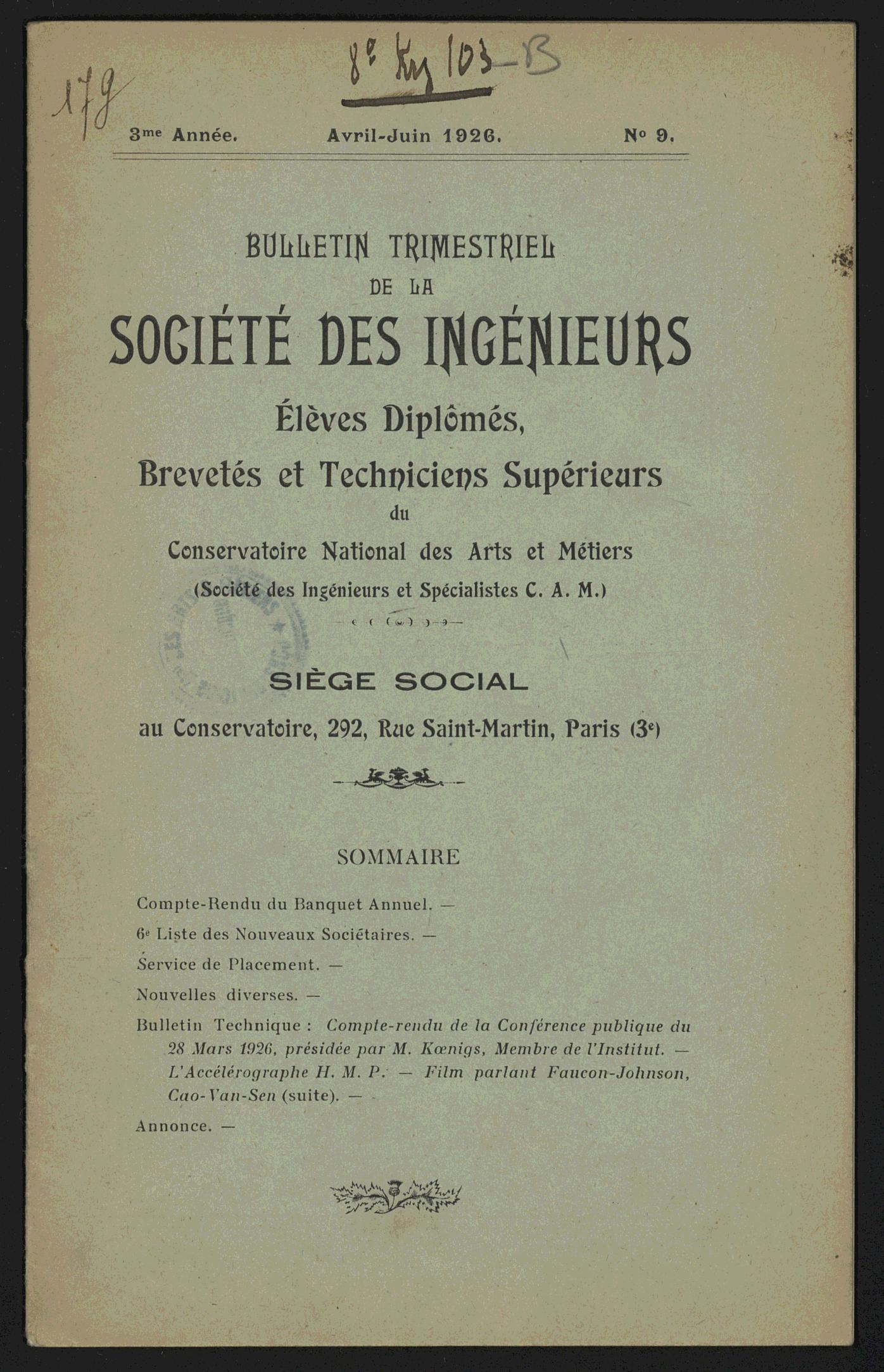 Page de titre du 8KY103-B.9