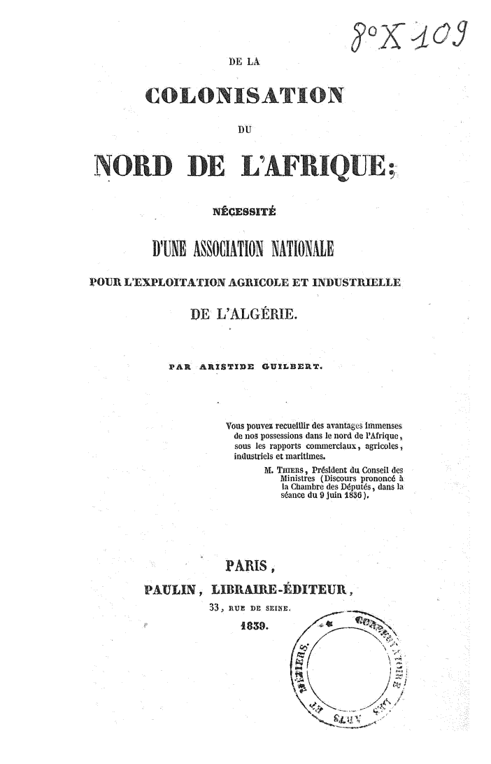 Page de titre du 8X109