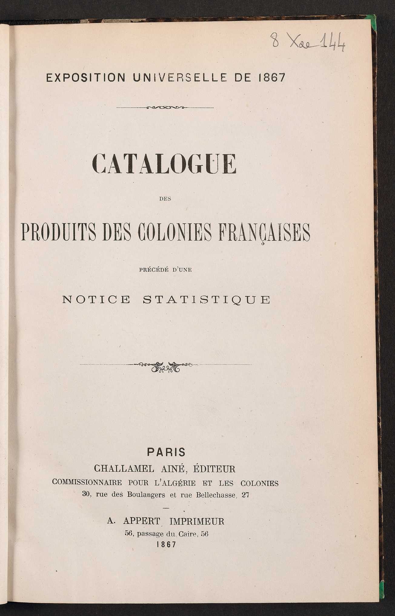 Page de titre du 8XAE144