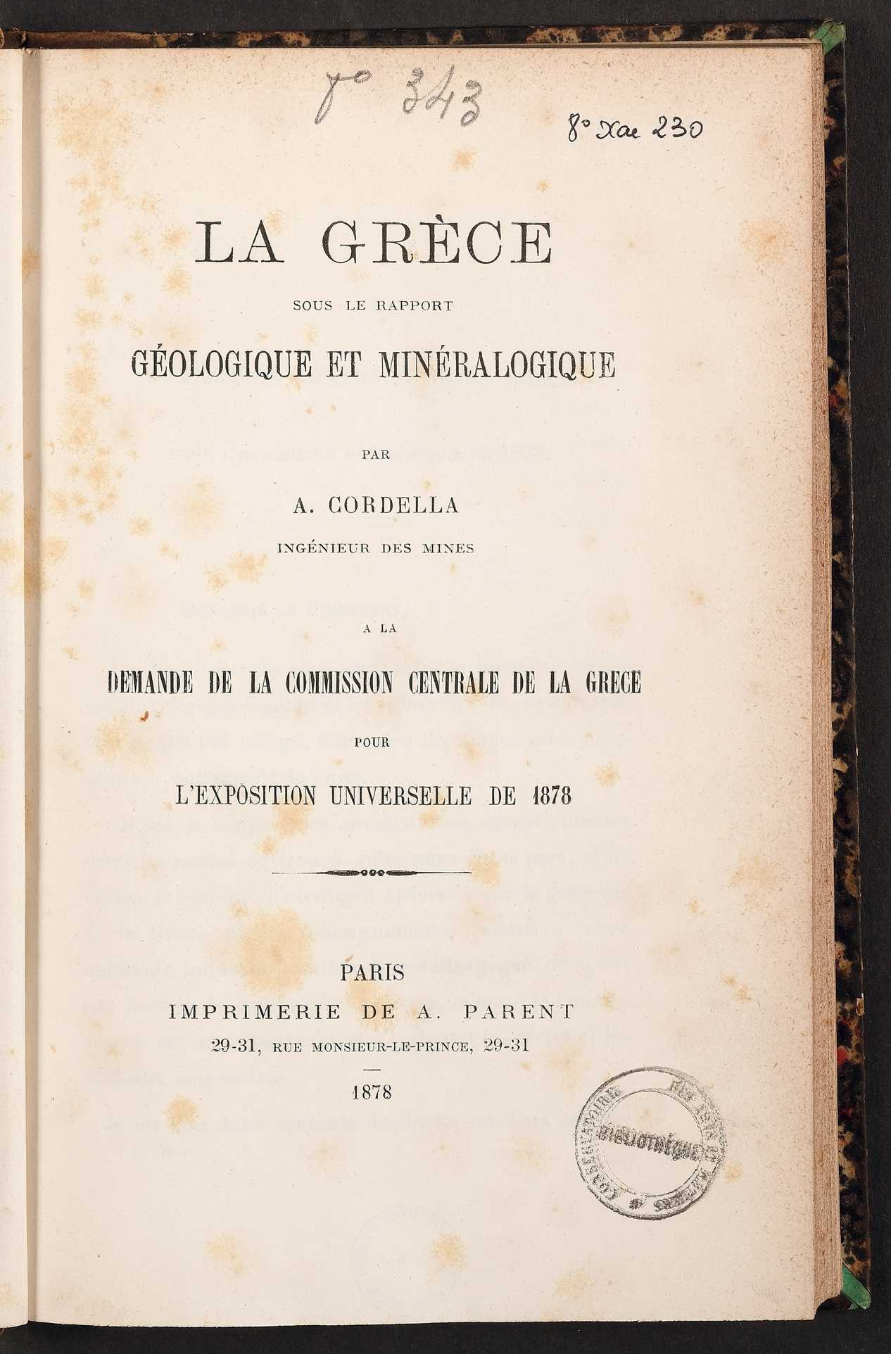 Page de titre du 8XAE230