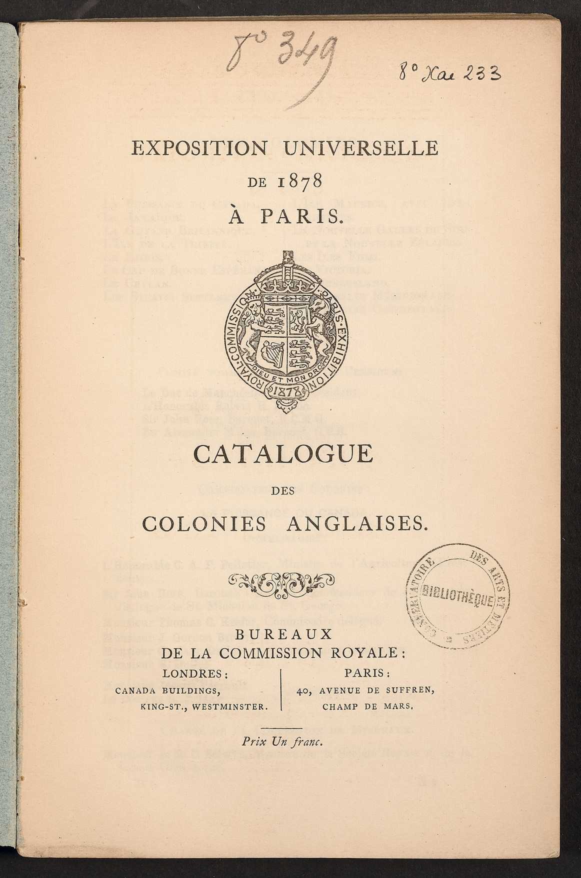 Page de titre du 8XAE233