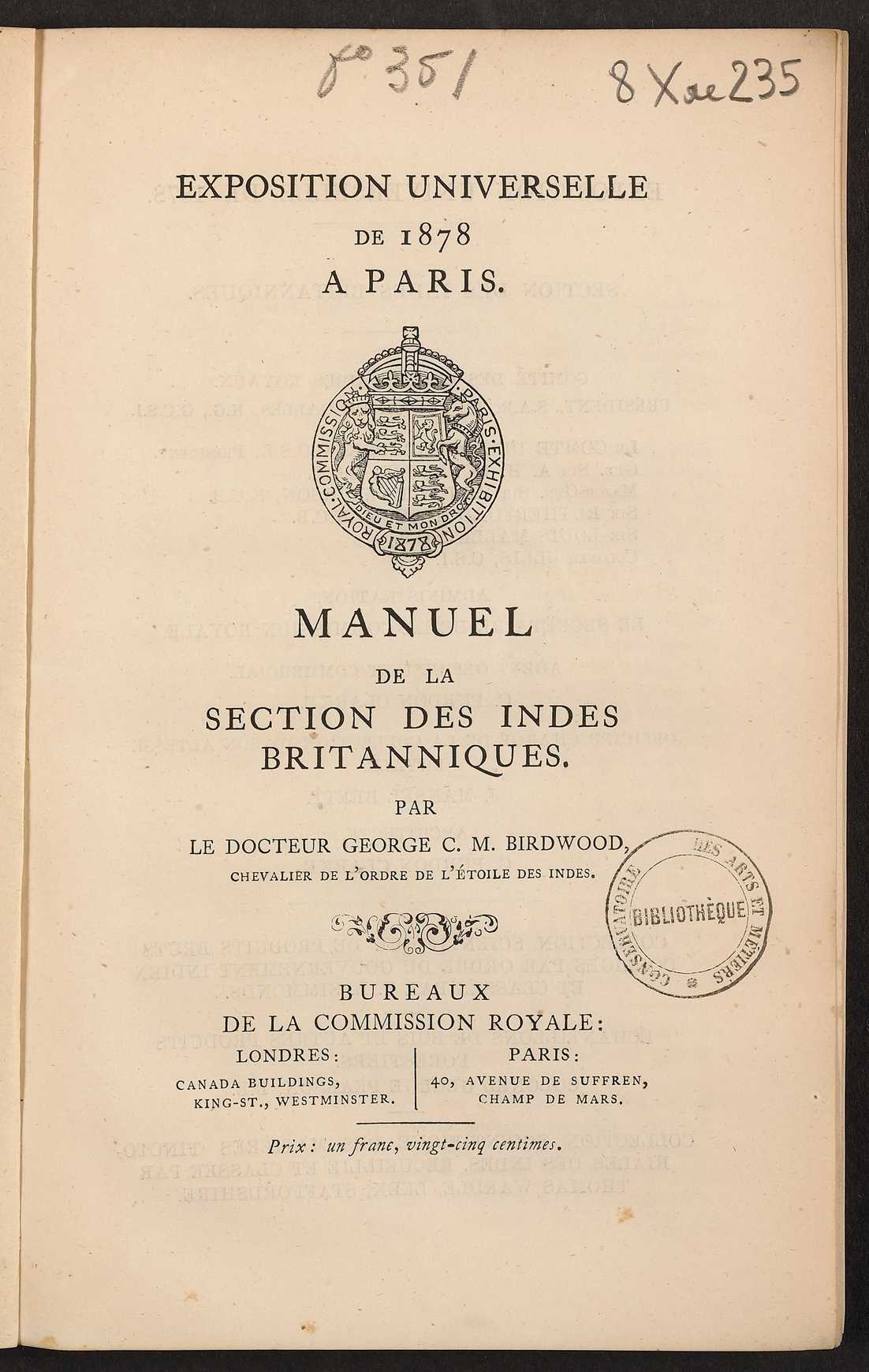 Page de titre du 8XAE235