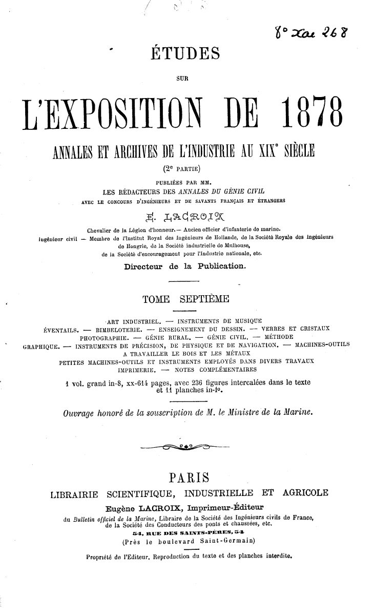 Page de titre du 8XAE268.7