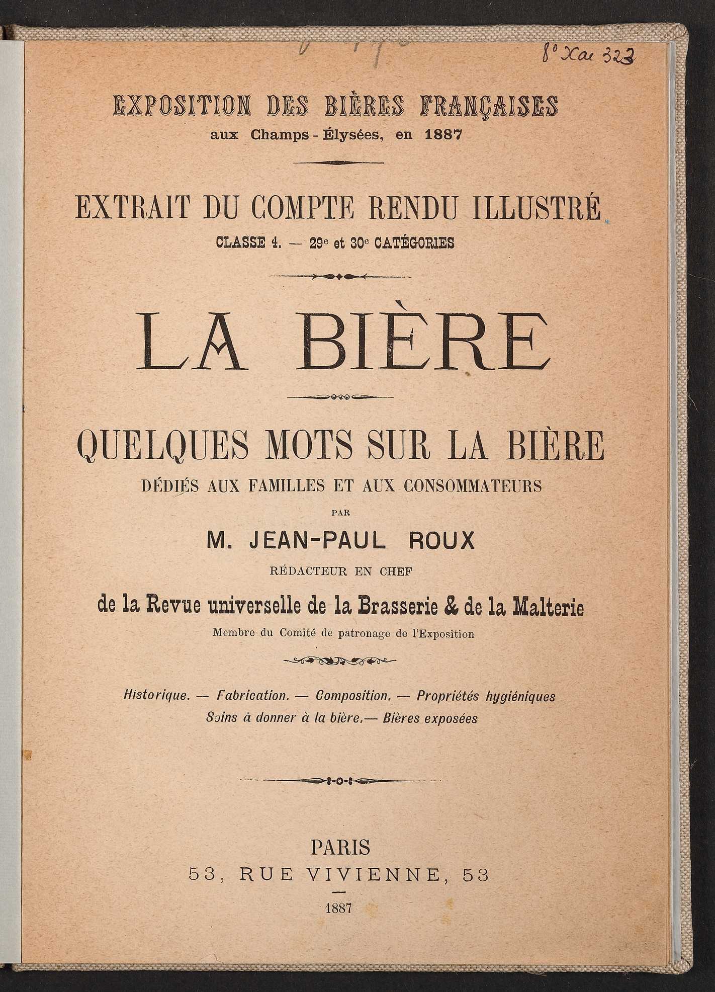 Page de titre du 8XAE323