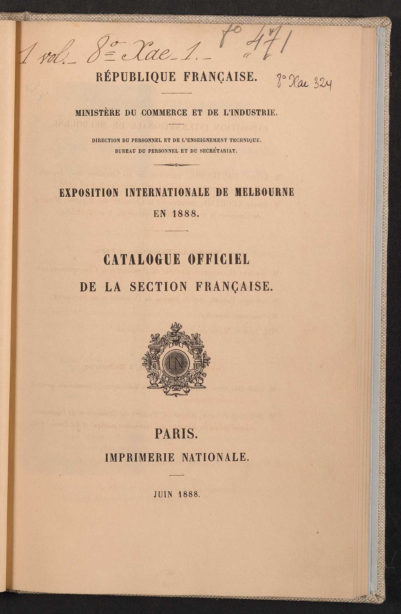 Page de titre du 8XAE324