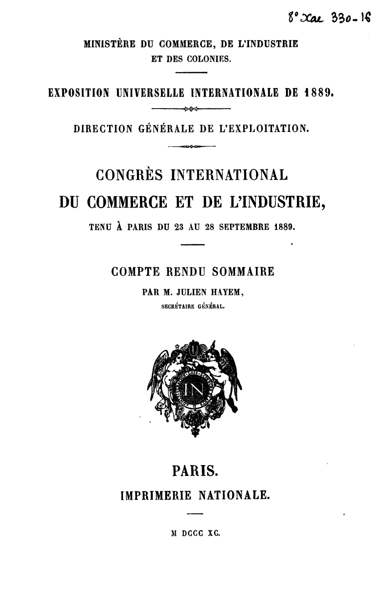 Page de titre du 8XAE330.16