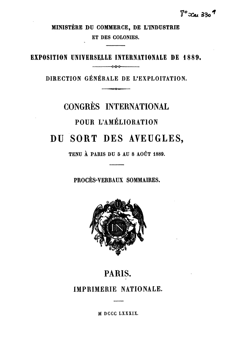 Page de titre du 8XAE330.9