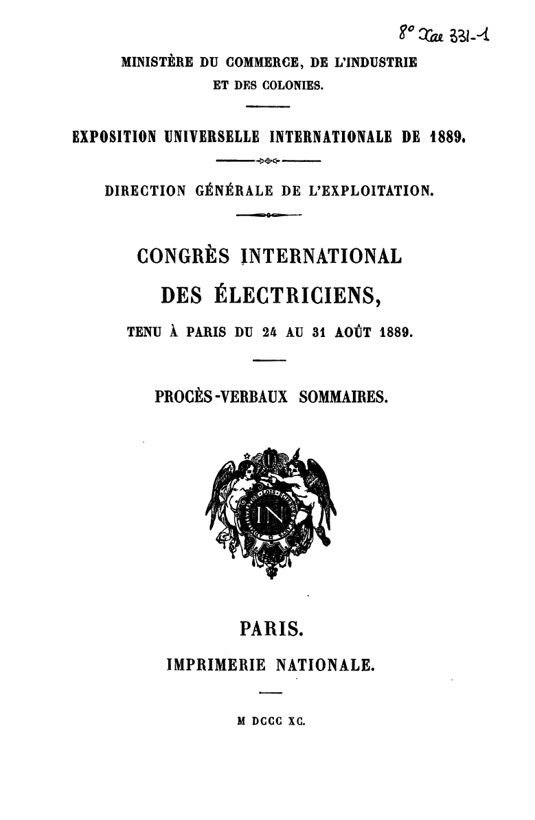 Page de titre du 8XAE331.1